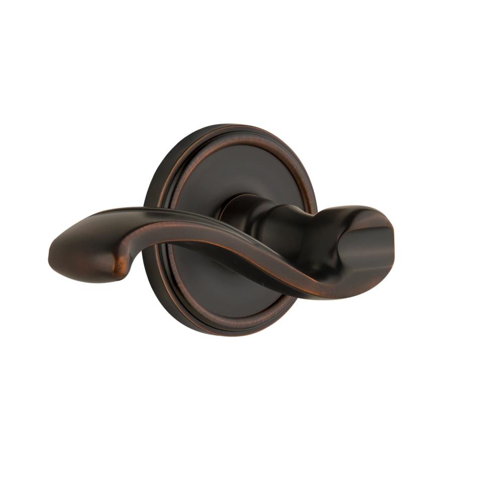 Grandeur by Nostalgic Warehouse GEOPRT Privacy Right Handed Knob - Georgetown Rosette with Portofino Lever in Timeless Bronze